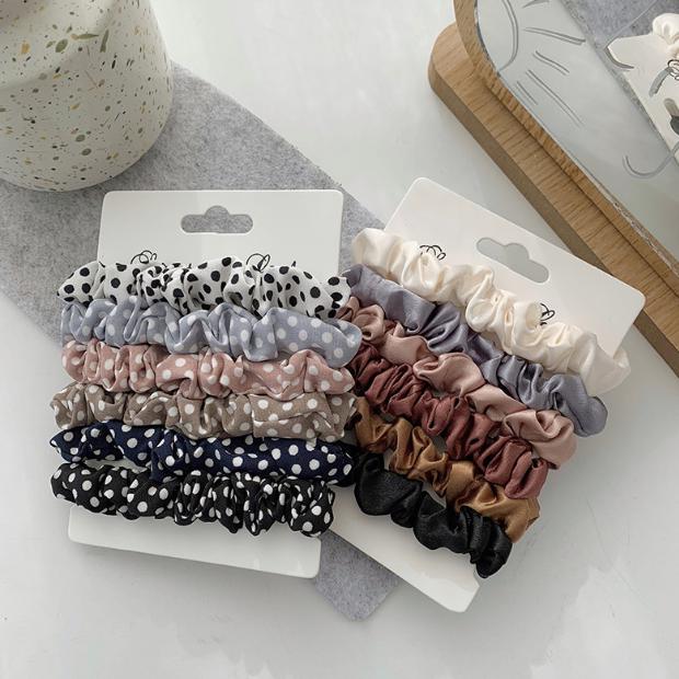 2021 Hairbands Hair Tie Women for Hair Accessories Satin Scrunchies Stretch Ponytail Holders Handmade Gift