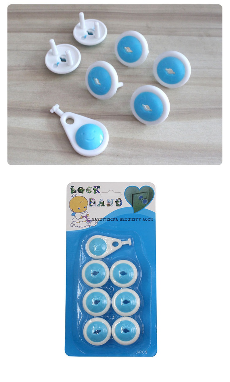 Outlet Covers Protection 6 pcs+1key Russian EU European Euro Security Child Electric Socket Outlet Plug Two Phase Safe Lock Baby Kids Safety 0899