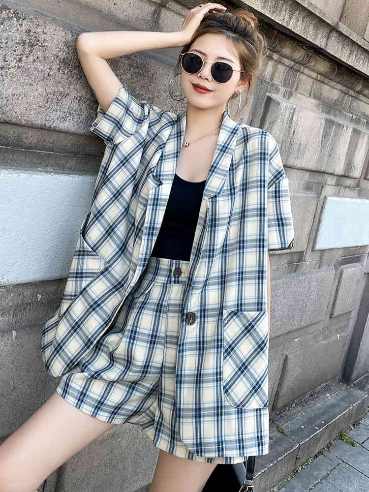 women's tracksuits will see plaid niche shorts casual western fashion age-reducing two-piece 09r7, Gray
women's tracksuits will see plaid niche shorts casual western fashion age-reducing two-piece 09r7, Gray