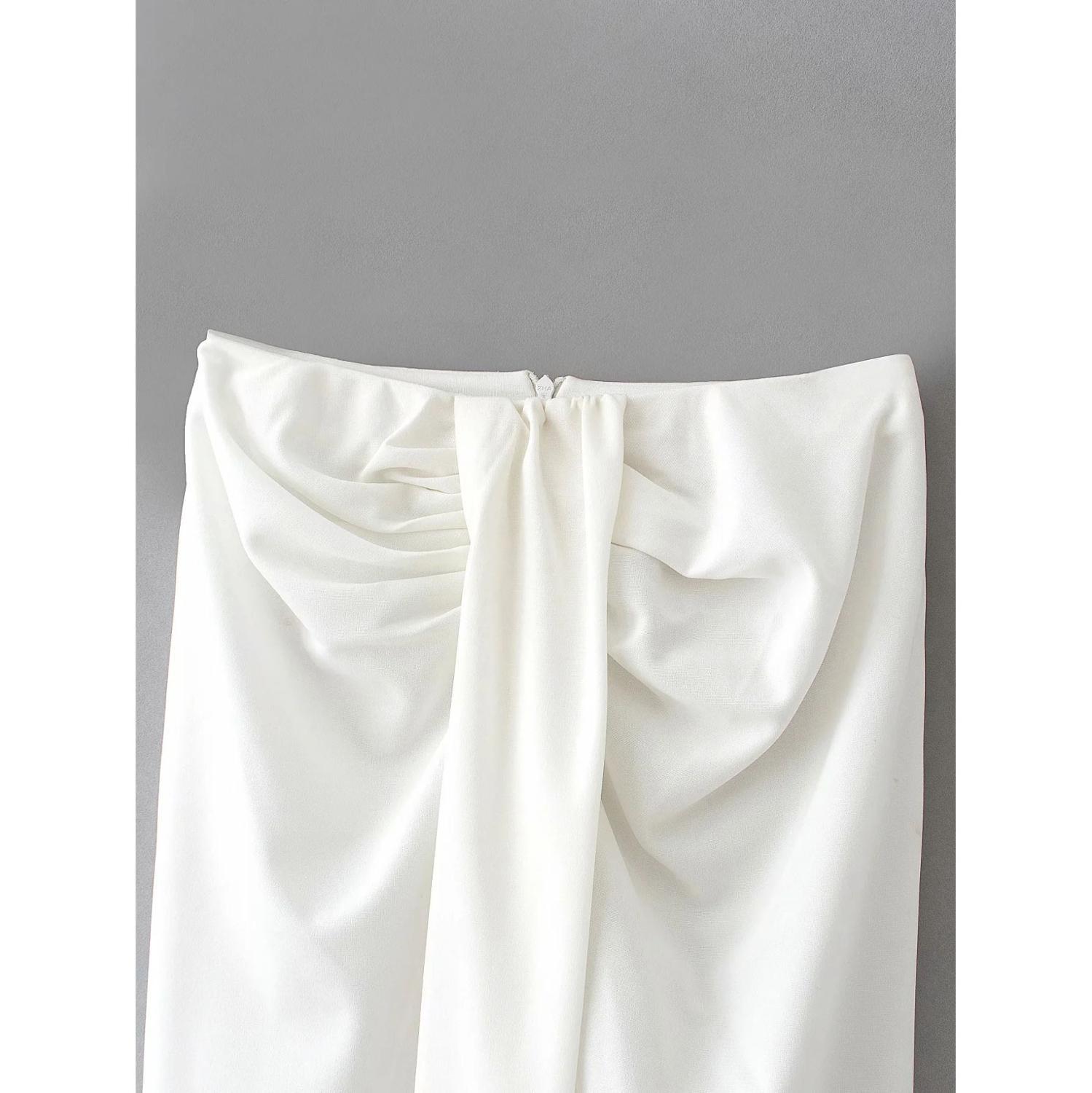 Klacwaya Women Chic Fashion With Knot Wrap Midi Skirt Vintage High Waist Front Slit Female Skirts Faldas Mujer high street 210306