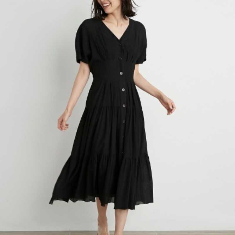 Sweet Japan Style Kawaii Summer Elegant V Neck Print Woman Dress Slim Waist Short Sleeve Office Ladies Loose Dresses 210525