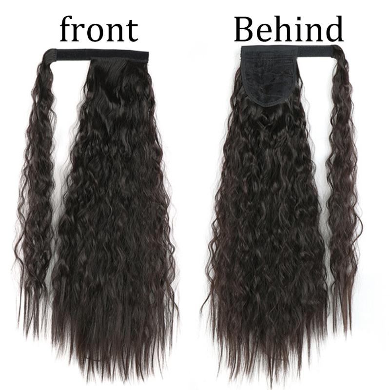 Synthetic Wigs Wrap On Clip Hair Long 22inch Curly Ponytail Hairpiece Ombre Brown Pony Tail Blonde Fack