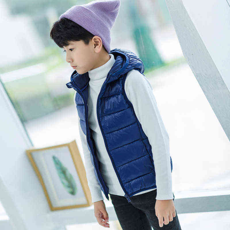 Kids Vest Children's Girls Hooded Jacket Winter Autumn Waistcoats for Boy Baby Outerwear Coats Big Teens girl clothes 211203