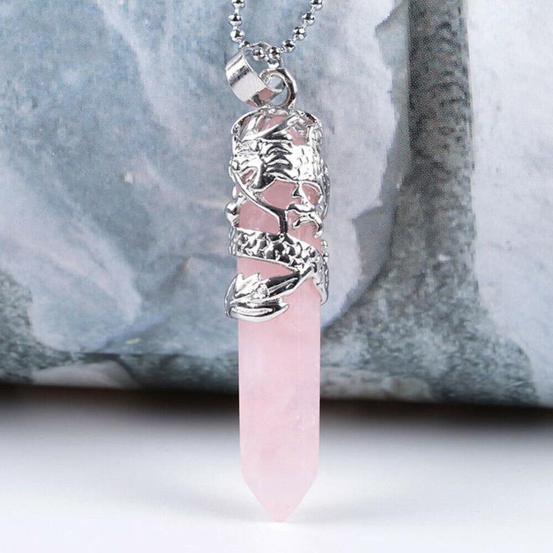 Pendant Necklaces Tribal Dragon Shaped Natural Stone Necklace Hexagon Reiki Crystal Column Jewelry Couple Style
Pendant Necklaces Tribal Dragon Shaped Natural Stone Necklace Hexagon Reiki Crystal Column Jewelry Couple Style