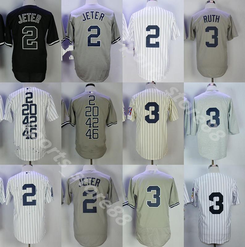 Yankee Jersey Custom Yankee new throwback york Jersey 3 BABE RUTH 2 DEREK JETER Yan kee baseball jersey