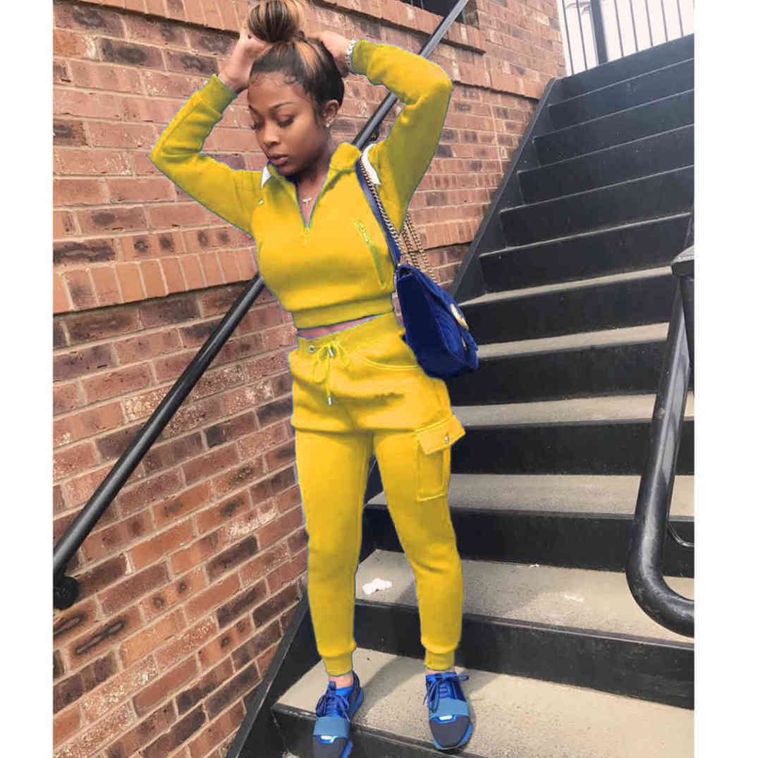 Women Designers Clothes 2023 tracksuits autumn and winter women's solid splicing set personalized zipper sports ladiestwo-piece sportwear woman