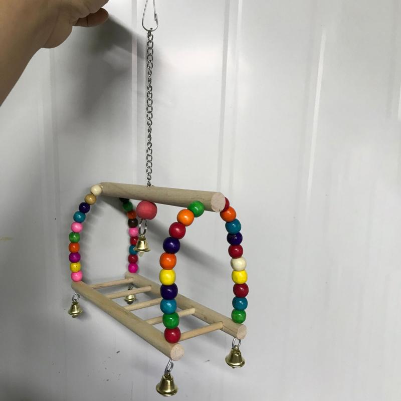 Other Bird Supplies 2021 Toys Birds Pets Parrots Ladders Climbing Toy Hanging Colorful Balls With Natural Wood