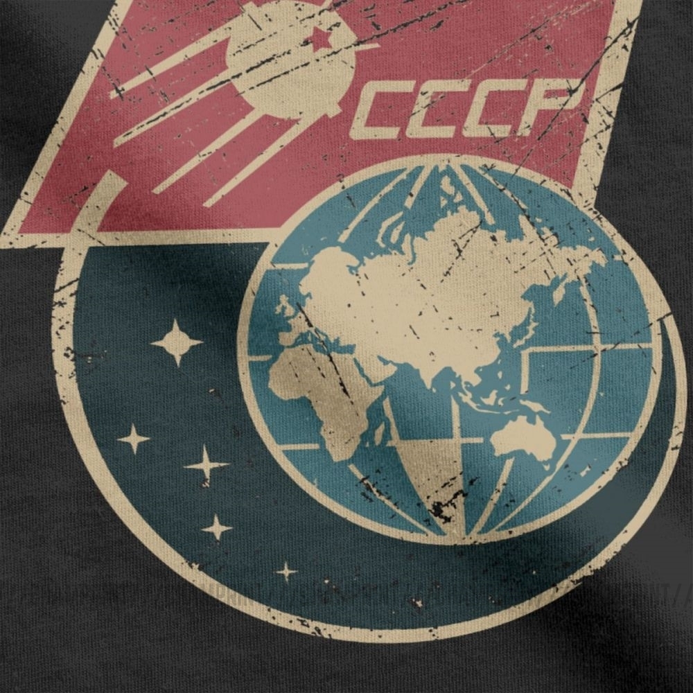 Men CCCP Retro Russia Satellite T Shirts Pure Cotton Tops Hipster Short Sleeve Crewneck Tees Gift Idea T-Shirt T200224