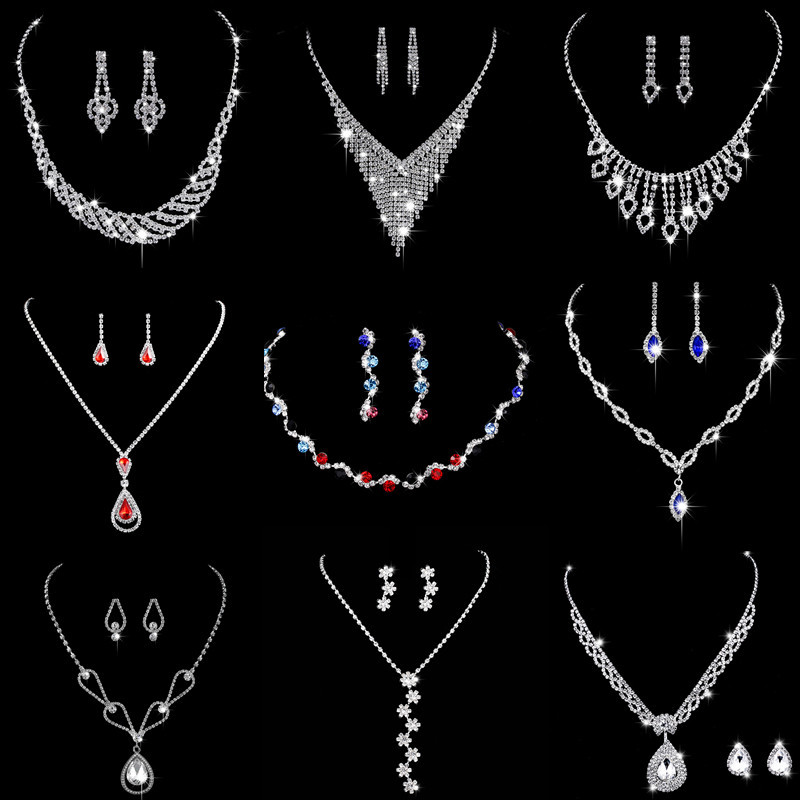 Bride Jewelry Sets Earrings & Necklace Newly 60 styles 2pcs/set Fashion White Colorful Rhinestone Pearl Series Women Wedding Banquet, Silver
Bride Jewelry Sets Earrings & Necklace Newly 60 styles 2pcs/set Fashion White Colorful Rhinestone Pearl Series Women Wedding Banquet, Silver