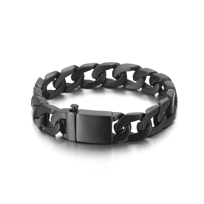 Choose style Boys Men's Bracelet Stainless Steel Vacuum Plating Black Bracelet Hip Hop Trendy Titanium Steel Bracelet Bangle