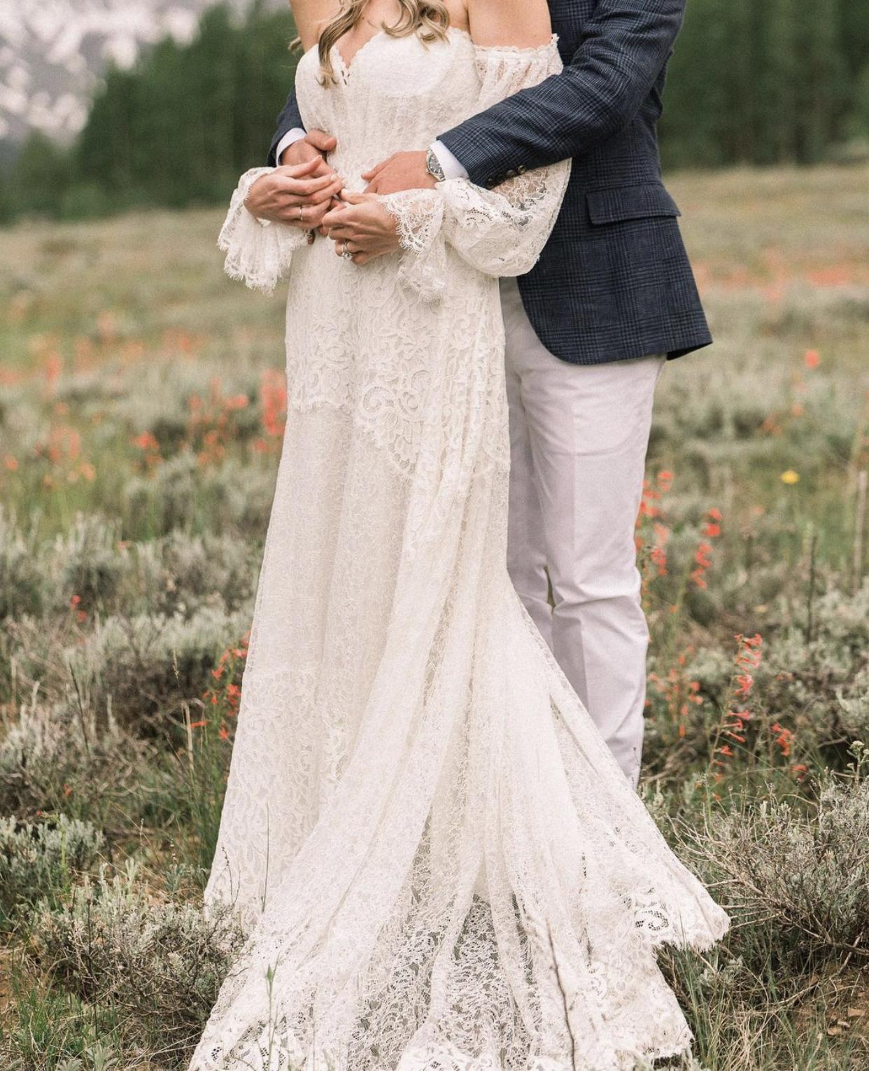 Hippie Style Country Lace Wedding Dress For Bride 2022 Sweetheart Neck Off Shoulder Boho Graden Long A Line Bridal Gowns Full Sleeve Reception Beach D