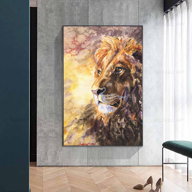 Abstract Lion Oil Painting Watercolor Lions Tiger Posters and Prints Animal Wall Art Pictures for Living Room Decor Cuadros