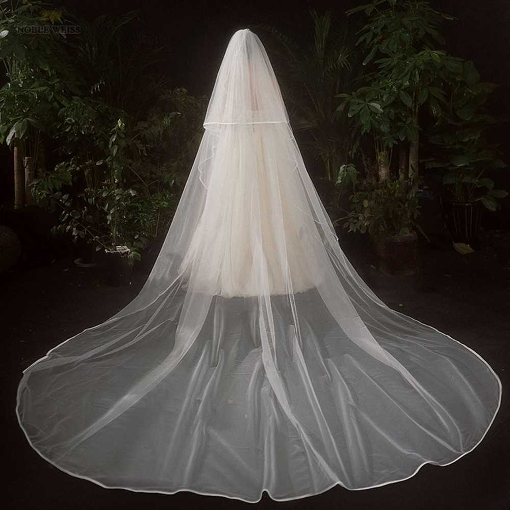 2T Satin Edge Wedding Veil Cover Face Bridal Veils With Comb Cheap Wholesale Price 300*380 X0726