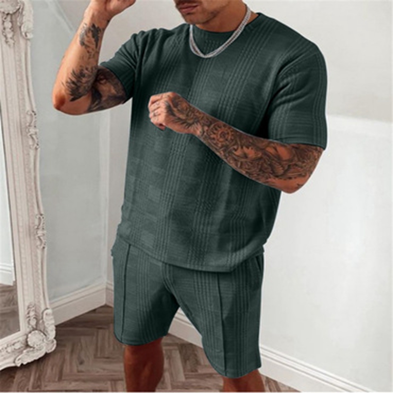 Men's Tracksuits Explosive European and American short-sleeved shorts two-piece sports fashion casual suit