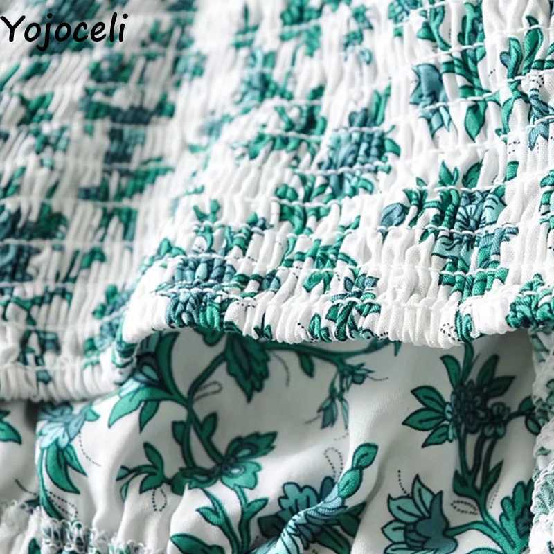 Yojoceli Sexy boho print short dres 2 piece set Elegant summer beach strap Casual daily ruffle sun 210609