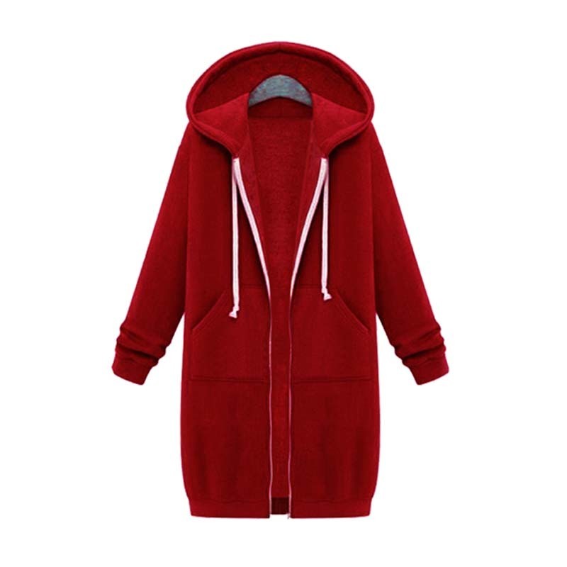 Autumn Winter Zipper Long Hoodies Coat Women Long Sleeve Oversized Sweatshirt Tops Fashion Vintage Sweatshirts Outwear 201202