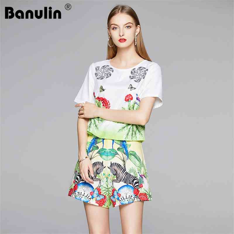 Runway Designer Summer Shorts Set Women's Short Sleeve Animal Floral Print Shirt Top + Wide Leg Female Two Piece Outfit 210603, Emerald
Runway Designer Summer Shorts Set Women's Short Sleeve Animal Floral Print Shirt Top + Wide Leg Female Two Piece Outfit 210603, Emerald