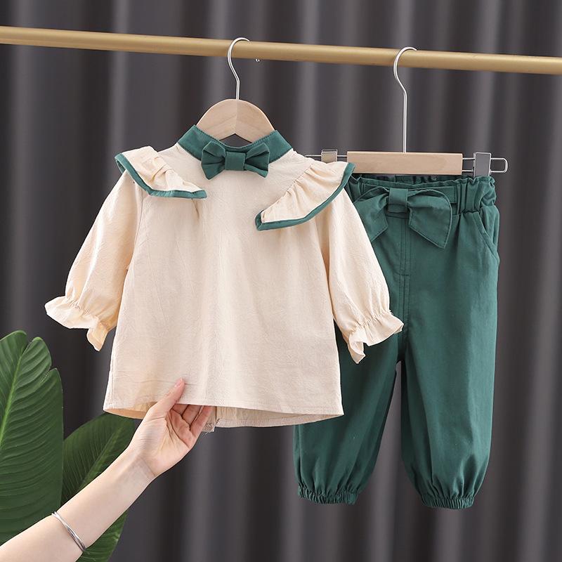 Clothing Sets Casual Girls 2 Pieces Set Long Sleeve Cotton T-shirt Tops+Bow Decor Blue Pants Kids Suits, White
Clothing Sets Casual Girls 2 Pieces Set Long Sleeve Cotton T-shirt Tops+Bow Decor Blue Pants Kids Suits, White