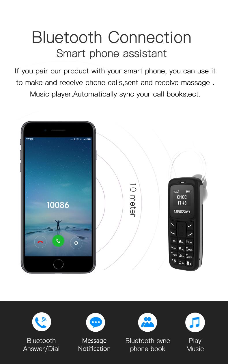 L8star BM30 Headphones Mini Small Size MobilePhone Bluetooth Headset Dialer Pocket Dual SIM Card Pocket Cell phone