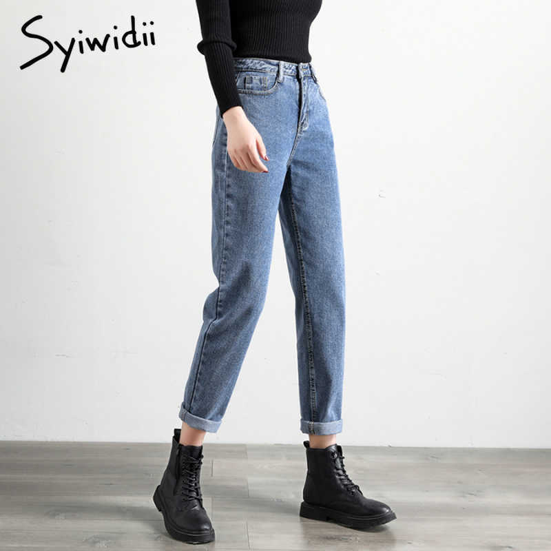 gray blue high waist jeans woman street style cotton mom jeans no stretch women boyfriend jeans vintage harem pants 210730