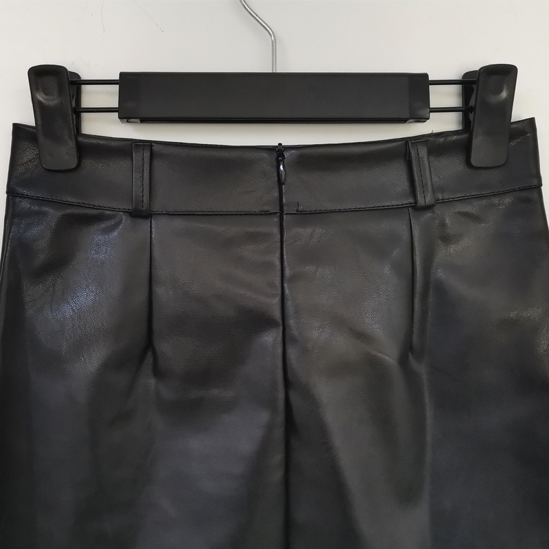 Flectit Womens Faxu Leather Studded Mini Skirt High Waisted A-Line Black Rivets Skirt Cool Punk Style * 210303