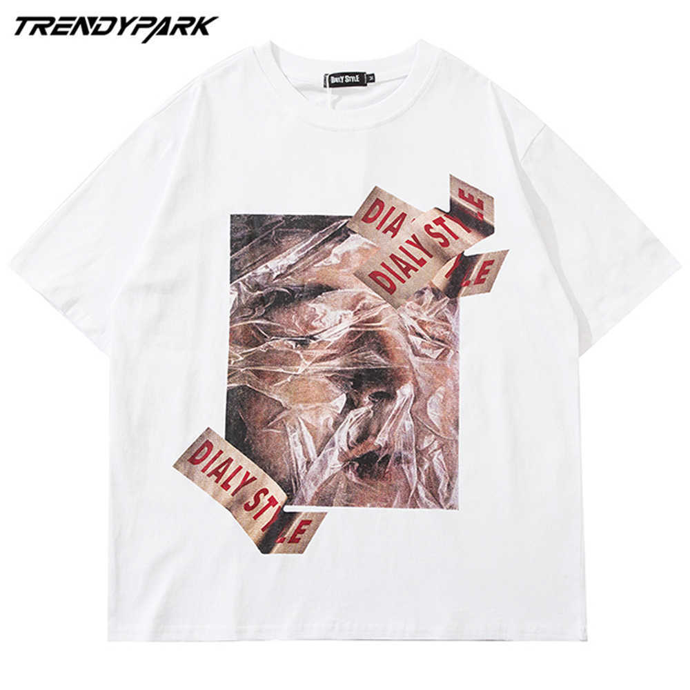 Tee Shirts Harajuku Plastic Bag Asphyxiation Printed Short Sleeve Tshirts Streetwear Fashion Short Sleeve Cotton T-Shirt Tops 210601