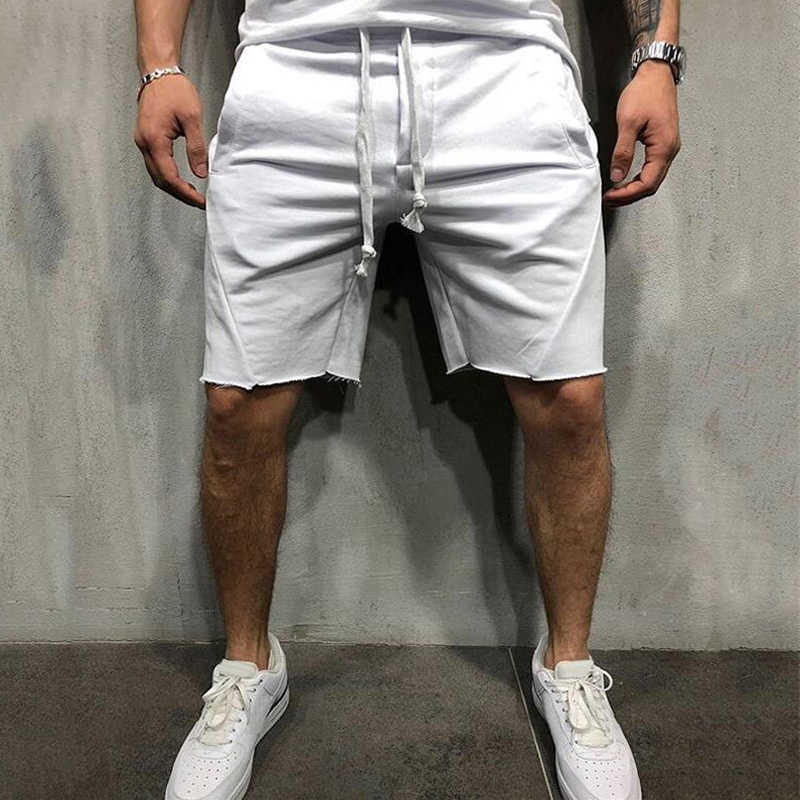 Mens Home Gym Crossfit Shorts Wild Style Solid Color Ripped Athletic Short Pants Jogger Workout 10 210629
