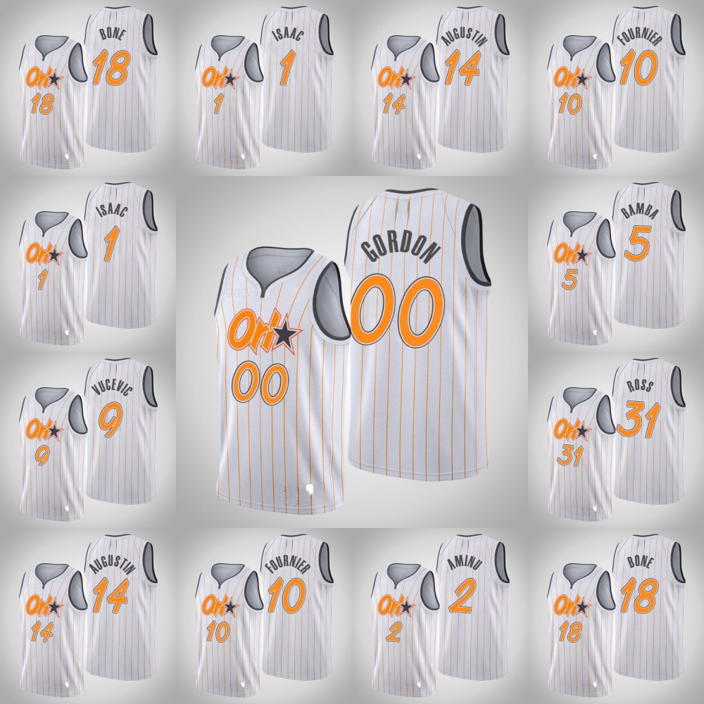 OrlandoMagicMen Mo Bamba Jonathan Isaac Nikola Vucevic Al-Farouq Aminu Terrence Ross White 2020-21 Swingman Jersey