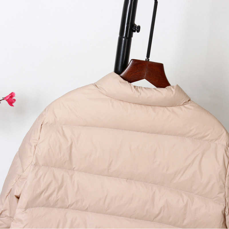 Schinteon Light Down Jacket Baseball White Duck Down Coat Casual Spring Autumn Short Outwear for Women Fashion 210819