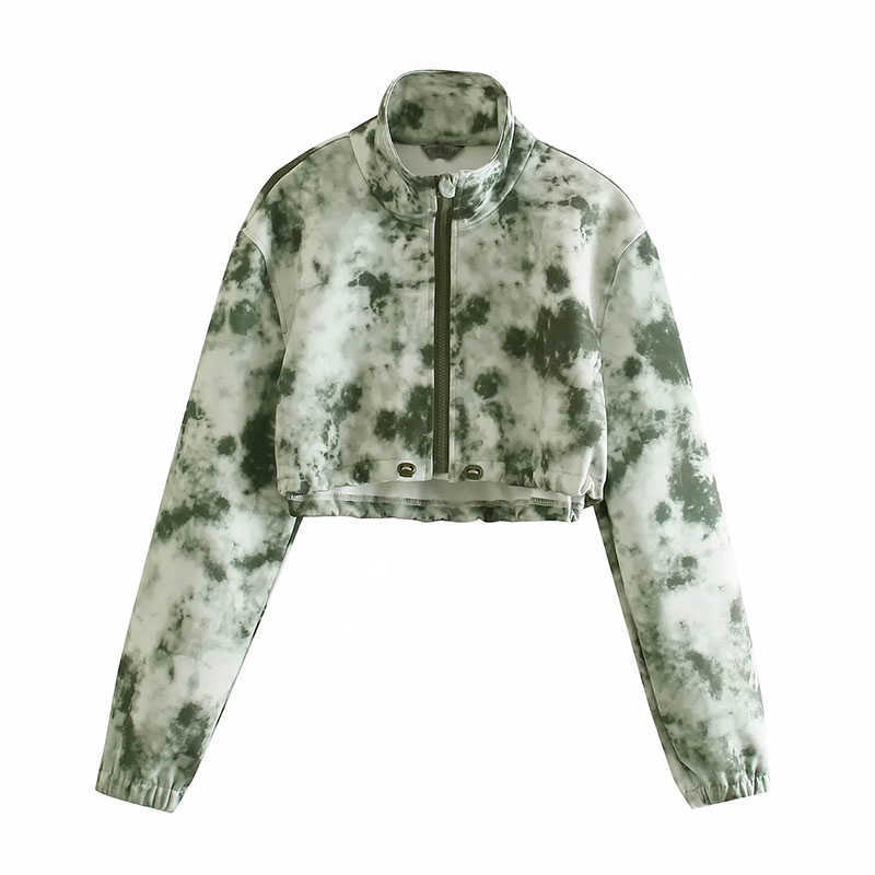 Sweatshirt Women Crop s Fashion Long Sleeve With Zipper Adjustable Hem DrawString 04 210628