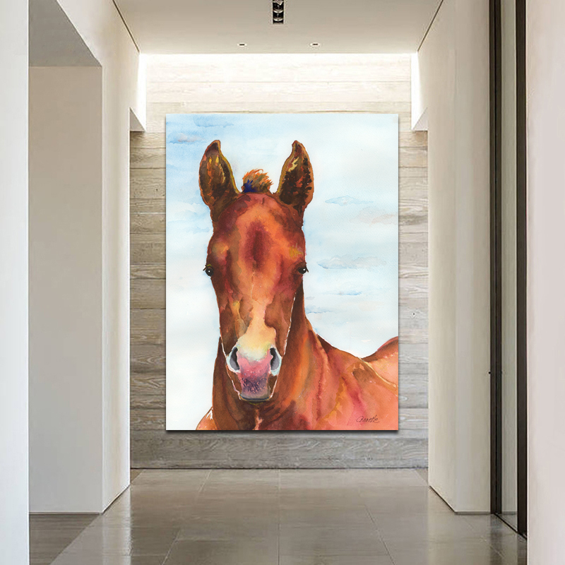 Canvas Painting Poster Print Red Horse Face Pictures Wall Art Canvas Painting Animal Picture Living Room Decorative