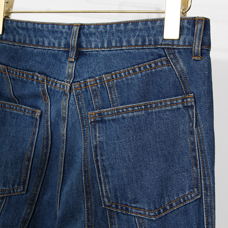 TWOTWINSTYLE Striped Denim Flare Jeans For Women High Waist Casual Irregular Pants Female Fashion New Clothing Autumn Tide 210222