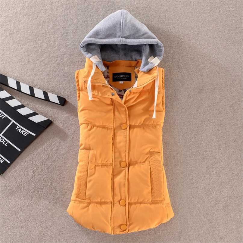 Plus Size 6XL Women Vest Winter Coat Ladies Gilet Colete Feminino Casual Pocket Hooded Waistcoat Female Sleeveless Jacket 211120