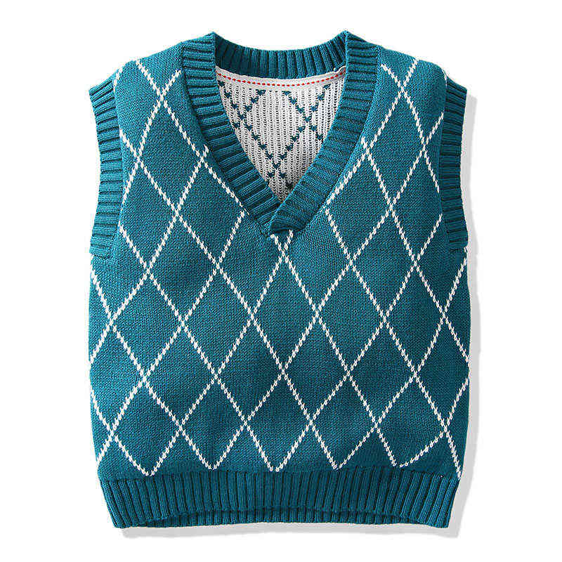 Autumn Kids Boys Girls Sleeveless Grid Sweater Vest Children Clothing Winter Baby Kids Boys Girls Pullover Sweaters Vest Y0925
