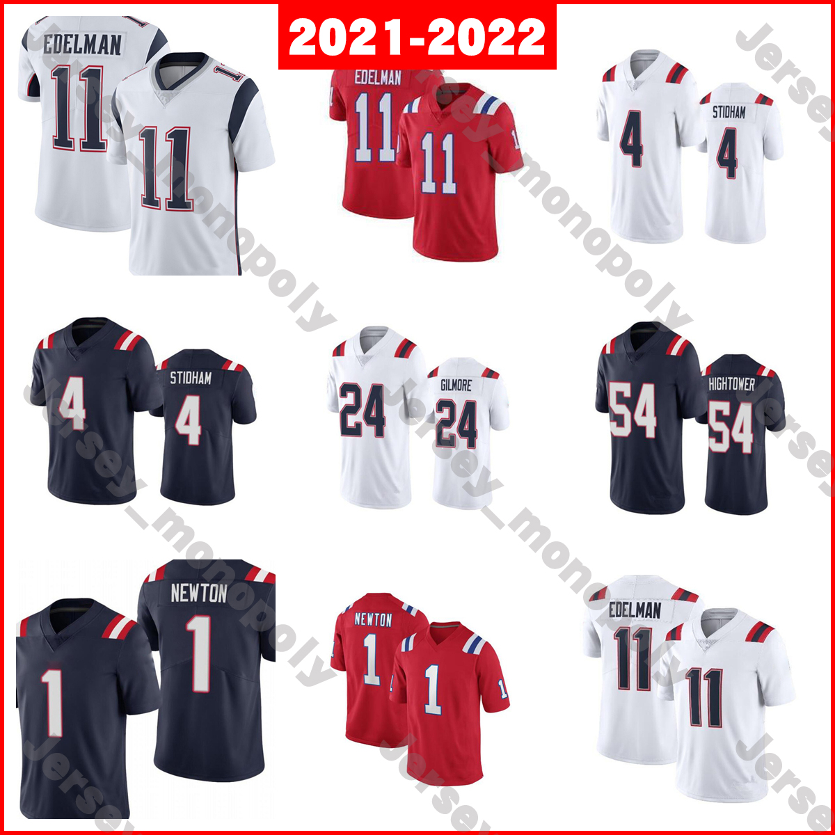 2021 1 Cam Newton 4 Jarrett Stidham Football Jersey 11 Julian Edelman 24 Stephon Gilmore 54 Dont'a Hightower, As
2021 1 Cam Newton 4 Jarrett Stidham Football Jersey 11 Julian Edelman 24 Stephon Gilmore 54 Dont'a Hightower, As