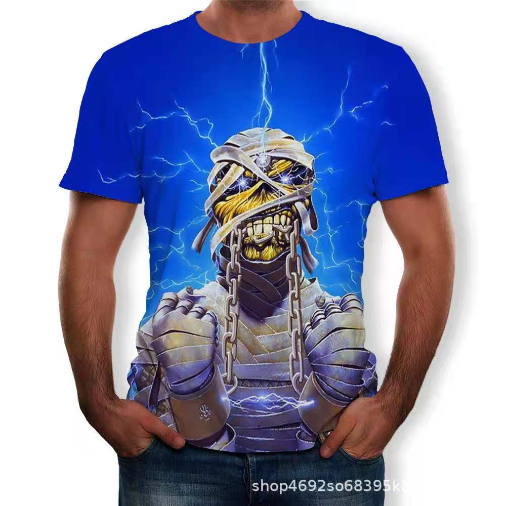 Men's short-sleeved t-shirt male 2021 summer new Amazon foreign trade Iron Maiden 3D digital printing short sleeve 1 order, White;black
Men's short-sleeved t-shirt male 2021 summer new Amazon foreign trade Iron Maiden 3D digital printing short sleeve 1 order, White;black