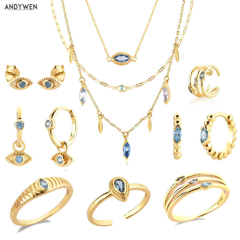 ANDYWEN 925 Sterling Silver Blue Zircon CZ Piercing Cuff Stud Earring Drop Pendiente Bracelet Ring Necklace Choker Jewelry Set 210608, White
ANDYWEN 925 Sterling Silver Blue Zircon CZ Piercing Cuff Stud Earring Drop Pendiente Bracelet Ring Necklace Choker Jewelry Set 210608, White