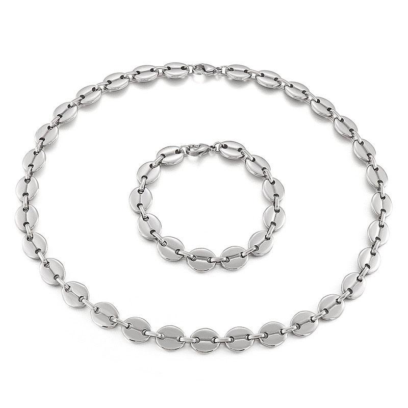 Earrings & Necklace Coffee Beans Link Chain For Men And Women 316L Stainless Steel Silver Color Bracelet Waterproof Fashion Jewelry
Earrings & Necklace Coffee Beans Link Chain For Men And Women 316L Stainless Steel Silver Color Bracelet Waterproof Fashion Jewelry