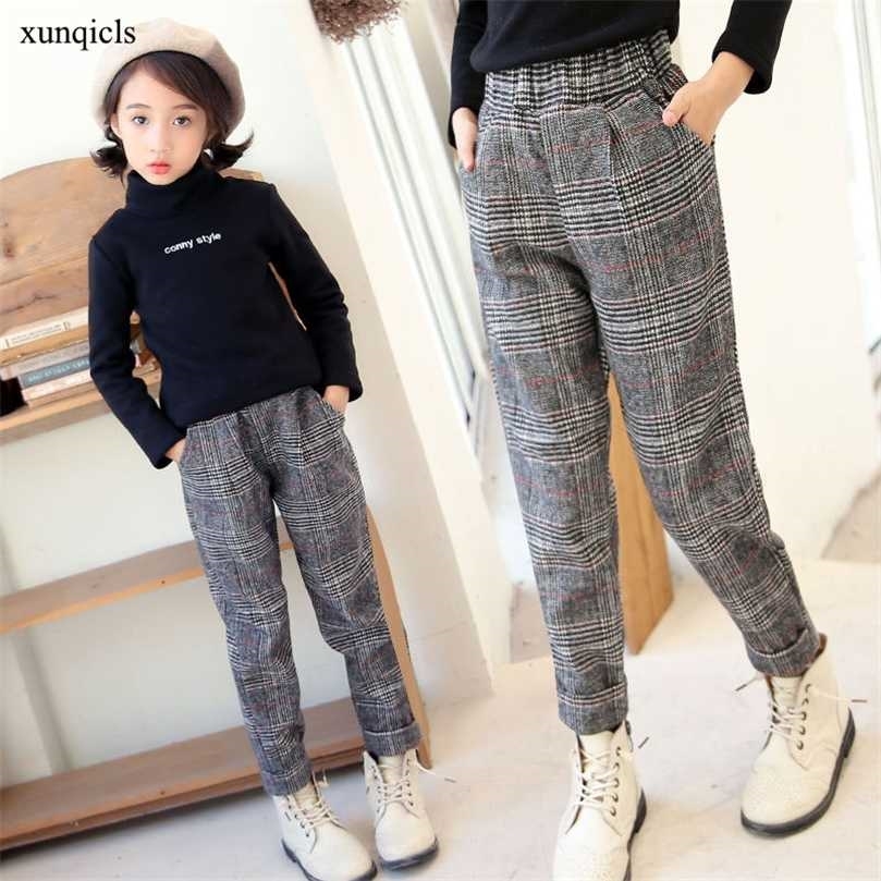 Children Pants for Girls Plaid Trousers Teenager Casual Outwear Baby Girl Clothing Spring Autumn 211103