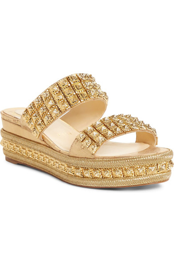 Newst Top Design Red Bottom Shoes For Women Comfortable Casual Sandal Wedge Slide Sandal Gold Studs Genuine Leather Wedges Pumps 35-42, Black
Newst Top Design Red Bottom Shoes For Women Comfortable Casual Sandal Wedge Slide Sandal Gold Studs Genuine Leather Wedges Pumps 35-42, Black