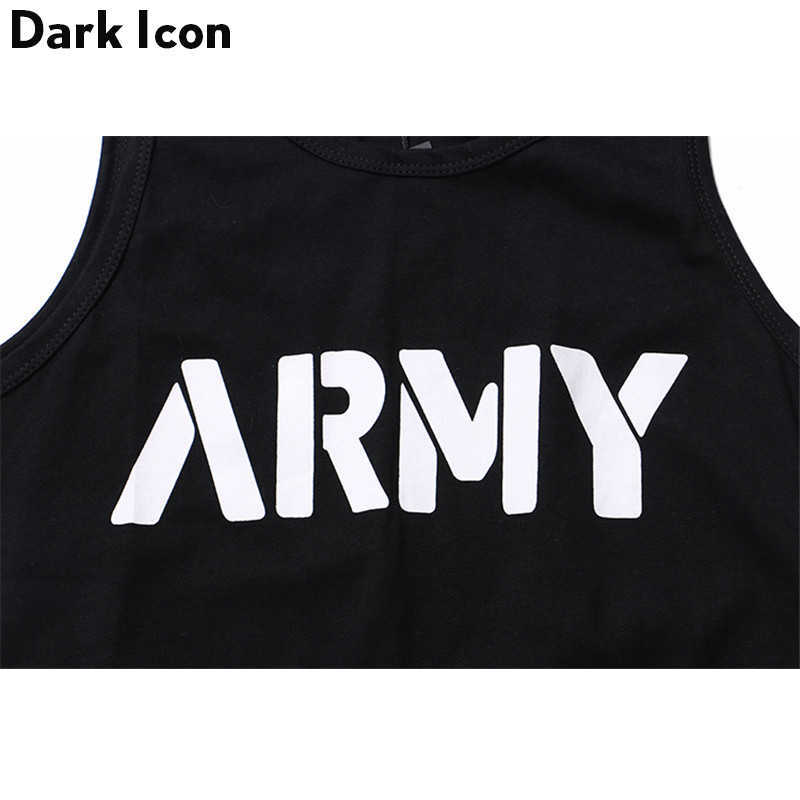 Letter Printed Curved Hem Hip Hop Tank Top Men Summer Extended Long Line Tank Top Black White 210603
