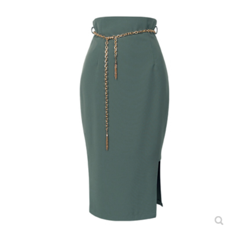 The autumn new women's Korean fashion show thin high waist skirt women's skirts pure color 210309
