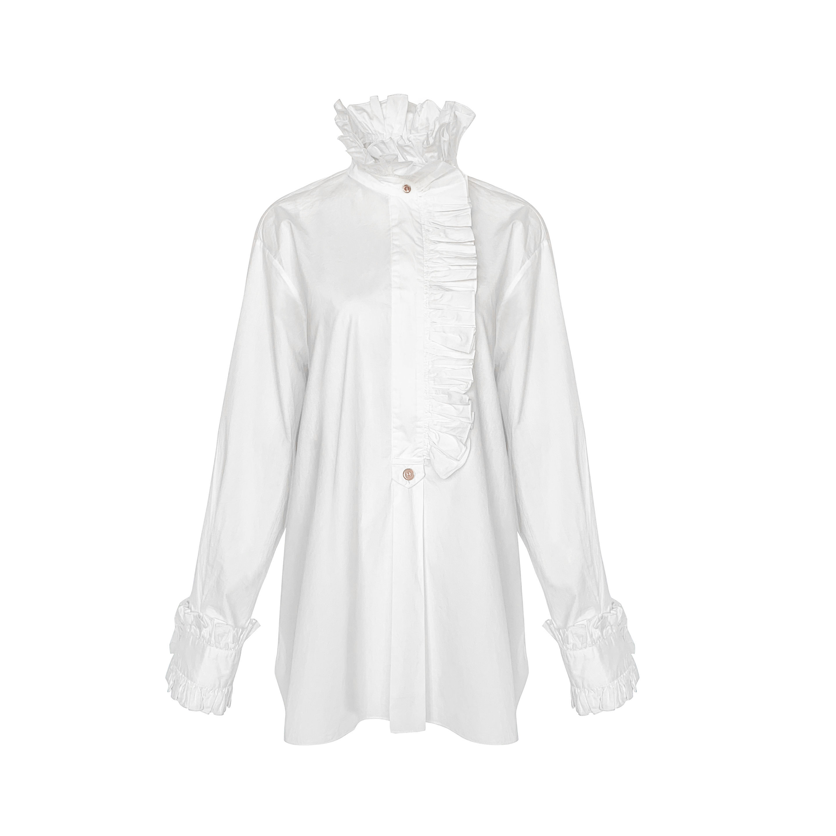 Neploe Ruffled Collar Women Blouse Shirt Long Butterflt Sleeve White Tops Spring Autumn Korean Causal Blusas Shirts 57189 210225