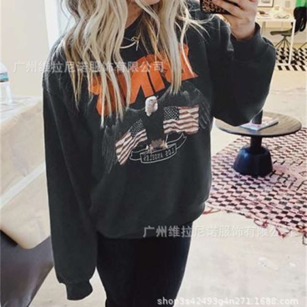 Autumn and winter 2020 Eagle printed combed cotton new loose women's fashion long sleeve large size sweater, Black
Autumn and winter 2020 Eagle printed combed cotton new loose women's fashion long sleeve large size sweater, Black