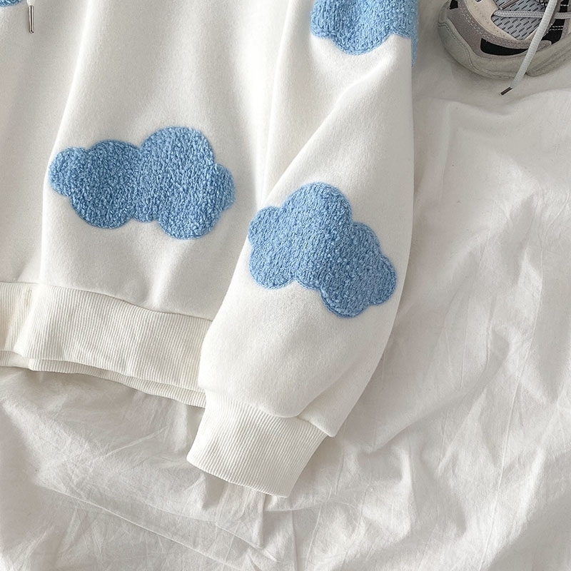 Ezgaga Harajuku Hoodies Women Casual Preppy Style Sky Clouds Embroidery Sweatshirt Loose Long Sleeve Pullover Streetwear Female 201204