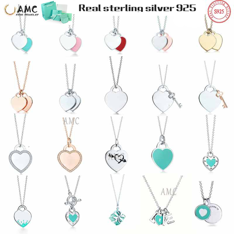 AMC tiff 925 silver pendant necklace female jewelry Doppio blu cuore exquisite craftsmanship official logo classic blue heart
AMC tiff 925 silver pendant necklace female jewelry Doppio blu cuore exquisite craftsmanship official logo classic blue heart