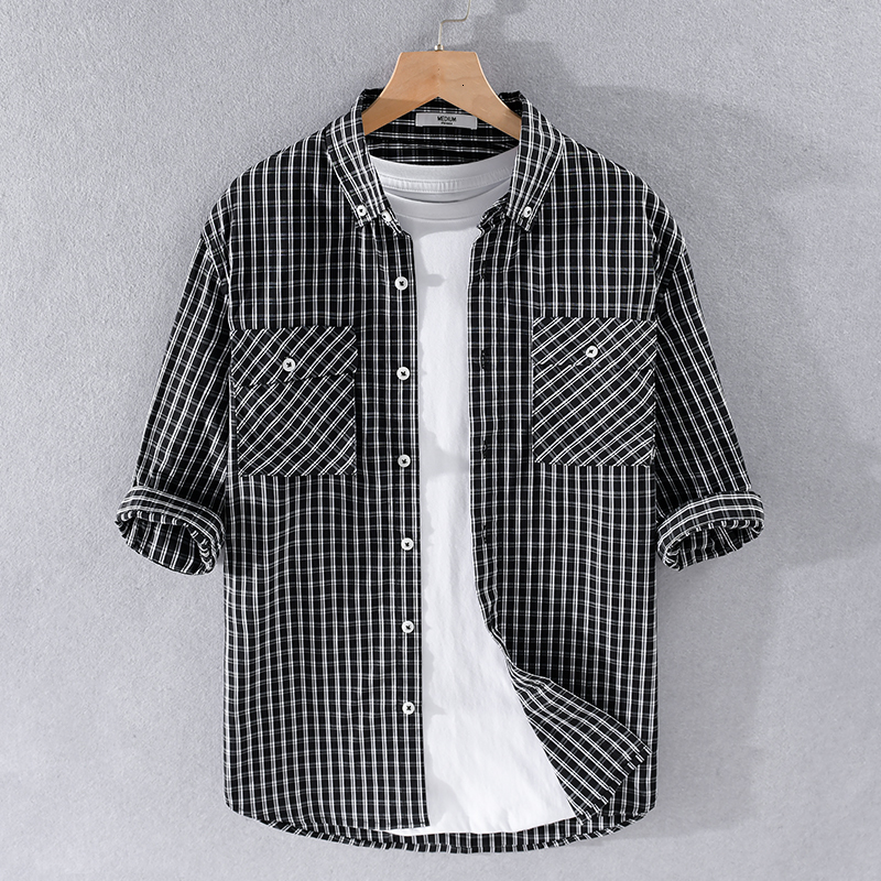 2021 New Style Half-sleeved Pure Cotton Plaid Shirts Fashion Comfortable for Men Casual Loose Shirt Mens Chemise Tops Xmes, Navy blue
2021 New Style Half-sleeved Pure Cotton Plaid Shirts Fashion Comfortable for Men Casual Loose Shirt Mens Chemise Tops Xmes, Navy blue