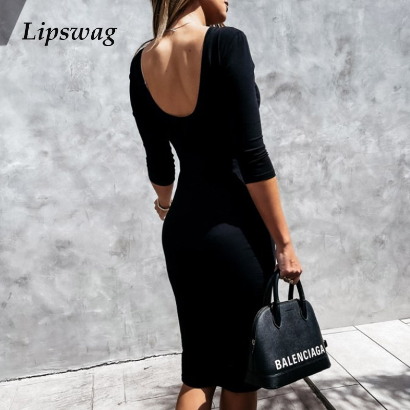 women backless knitted dress elegant o neck office lady bodycon dress fashion three-quarter sleeve slim party dress vestidohigh quality, Black;gray
women backless knitted dress elegant o neck office lady bodycon dress fashion three-quarter sleeve slim party dress vestidohigh quality, Black;gray