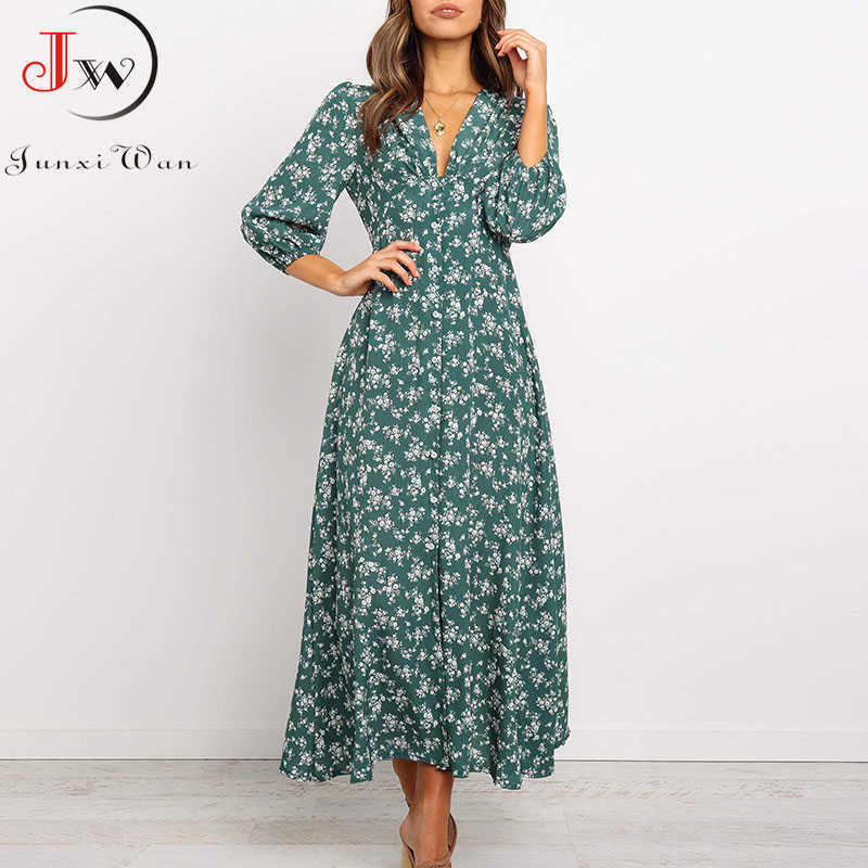 Women Chiffon Long Dress Floral Print Lantern Sleeve A-line Maxi Vestidos Autumn Elegant Vintage V Neck Winter Dresses 210707, Blue dress
Women Chiffon Long Dress Floral Print Lantern Sleeve A-line Maxi Vestidos Autumn Elegant Vintage V Neck Winter Dresses 210707, Blue dress