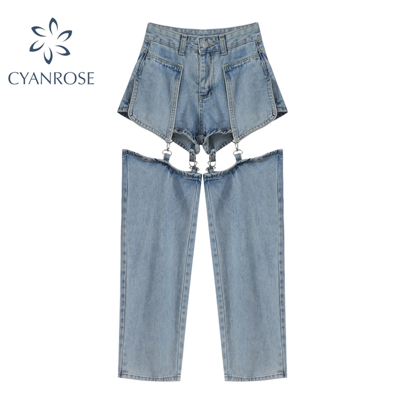 Streetwear Jeans Woman High Waist Vintage Fashion Patchwork Denim Pants Female Summer Harajuku Loose Wide Leg Trousers 210922